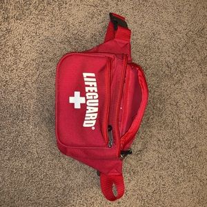 Red lifeguard fanny pack